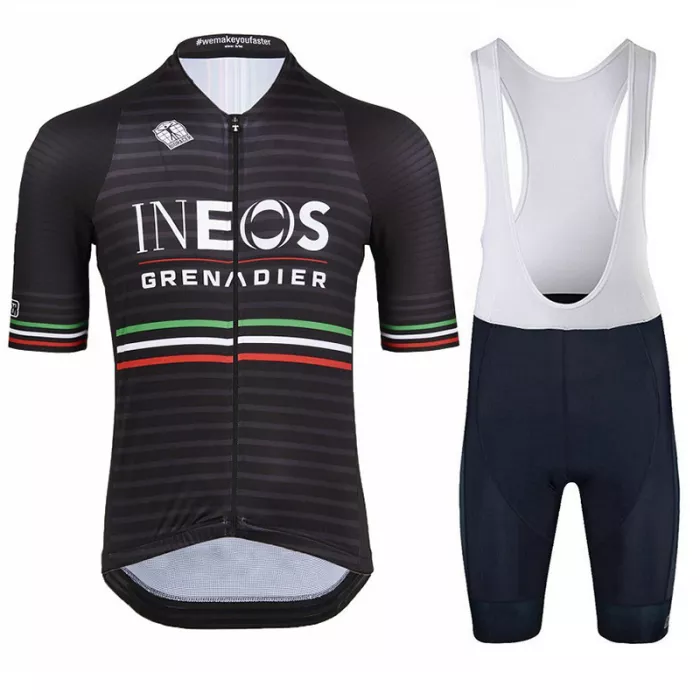2022 Cycling Jersey INEOS Grenadiers Black Gray Short Sleeve and Biboiuj020